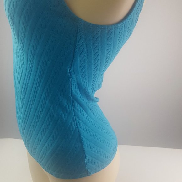Ralph Lauren Women's Swimsuit Top Tankini Size 8 Ribbed Blue - Picture 2 of 11